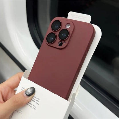 Original Color Ultra Thin Matte PC Case for iPhone 16 15 14 Plus 13 12 11 Pro Max Glass Camera Protection Shockproof Slim Case