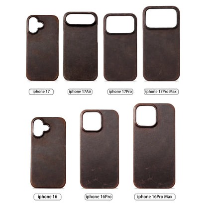 for Magsafe Case for iPhone 17 15 16 Pro Max Air Retro Luxury Full Grain Cowhide Genuine Oiled PULL-UP Leather Magnetic Cover