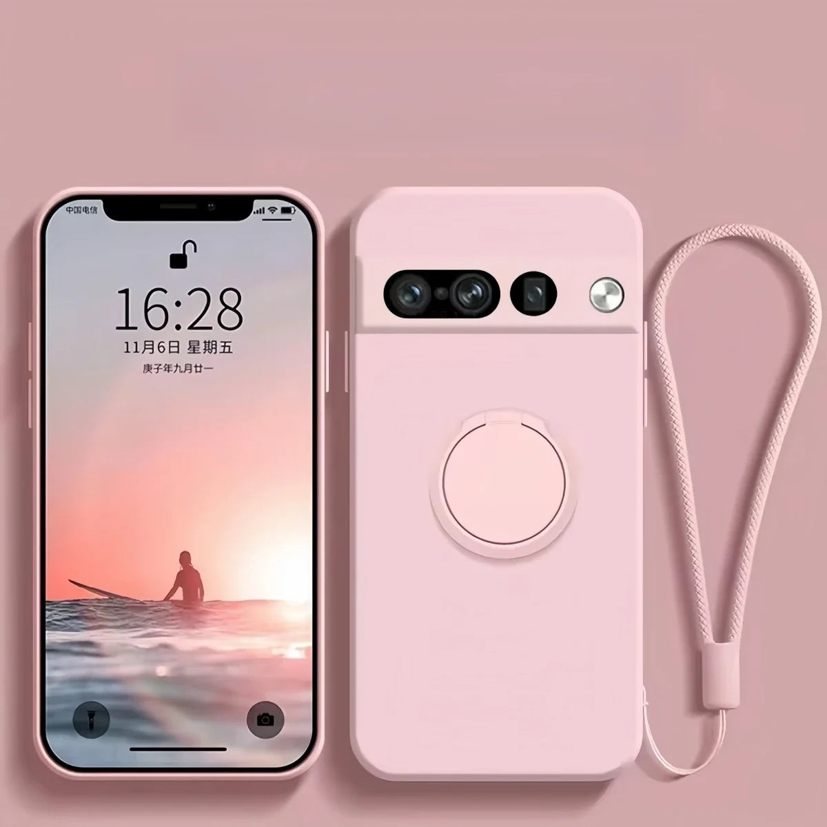 Magnetic Ring Holder Stand Liquid Silicone Phone Case for Google Pixel 9 8 8A 7 Pro XL 7A 6A Candy Colour Shockproof Soft Cover