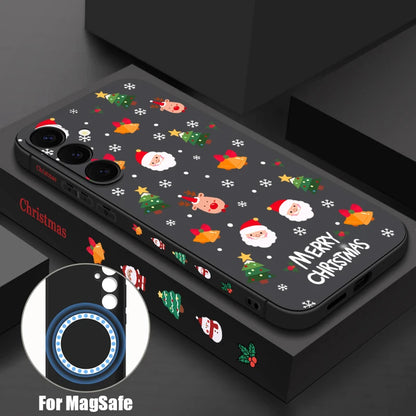Christmas Santa Elk Magnetic Case For Samsung Galaxy S25 S24 S23 Ultra S22 Plus S24 S21 S20 FE For Magsafe Wireless Charge Cover