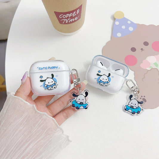 For Airpods 1 2 3 4 Pro Pro 2 Case Car Pochacco Transparent TPU Earphone Case Accessories Cover