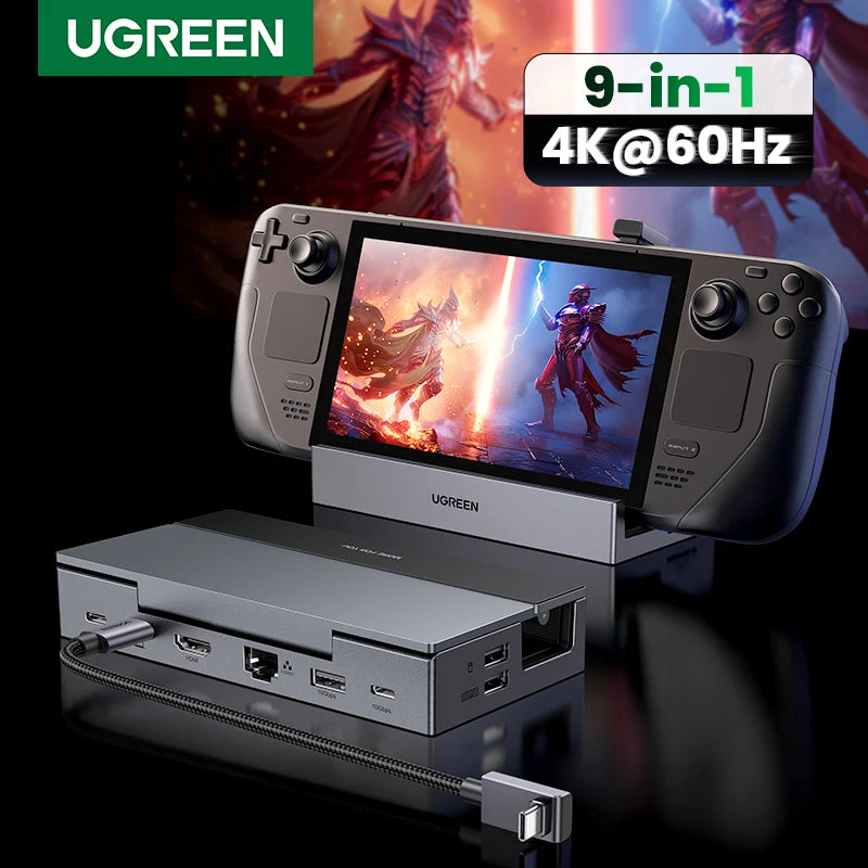 UGREEN 4K60Hz HDMI USB C HUB Docking Station for Steam Deck Type-C to RJ45 PD100W 10Gbps USB-A/C for iPad ROG Ally Legion Go PC