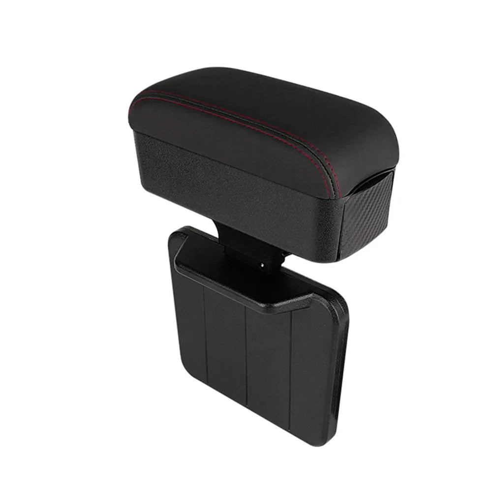 Height Adjustable Car Center Console Gap Storage Organizer with Liftable Tray Elbow Support Armrest Pad for SUV Sedan