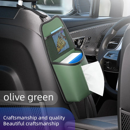 Car Seat Side Storage Bag Hanging Auto Seat Organizer Tissue Holder Universal Mesh Storage Pocket for Phone Bottle