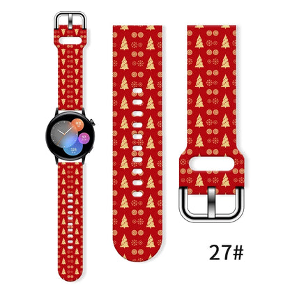 20MM Christmas Series 4 Printed strap for Samsung Galaxy Watch 7/6 40mm 44mm Band Replaceable Bracelet for Xiaomi Huawei Watch