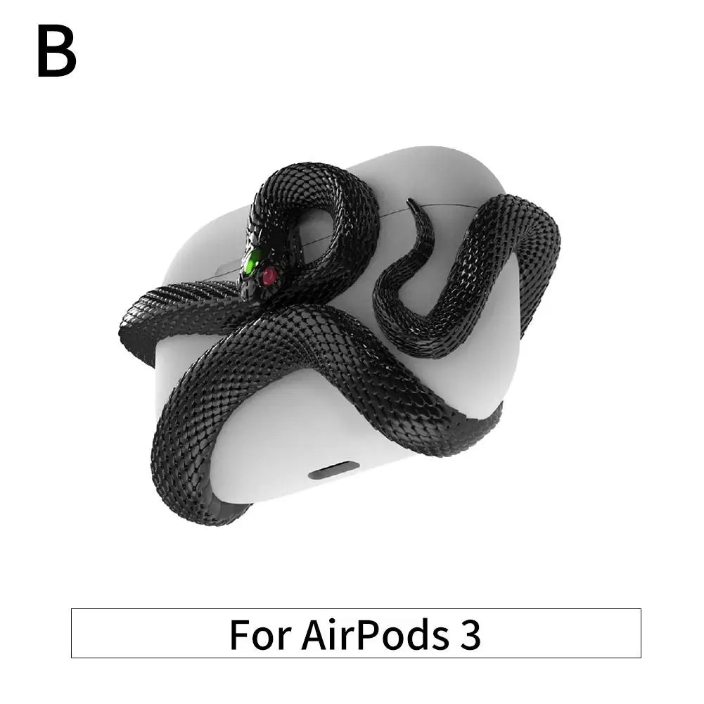 Snake Wireless Earphone Protective Shell Case 3D Winding Snake Resin Decoration Earphone Accessories for AirPods Pro/Pro 1/2/3/4