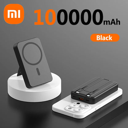 Xiaomi 100000mAh Power Bank Magnetic Wireless Fast Charging External Battery Pack Type-C Powerbank For IPhone16 Xiaomi SAMSUNG