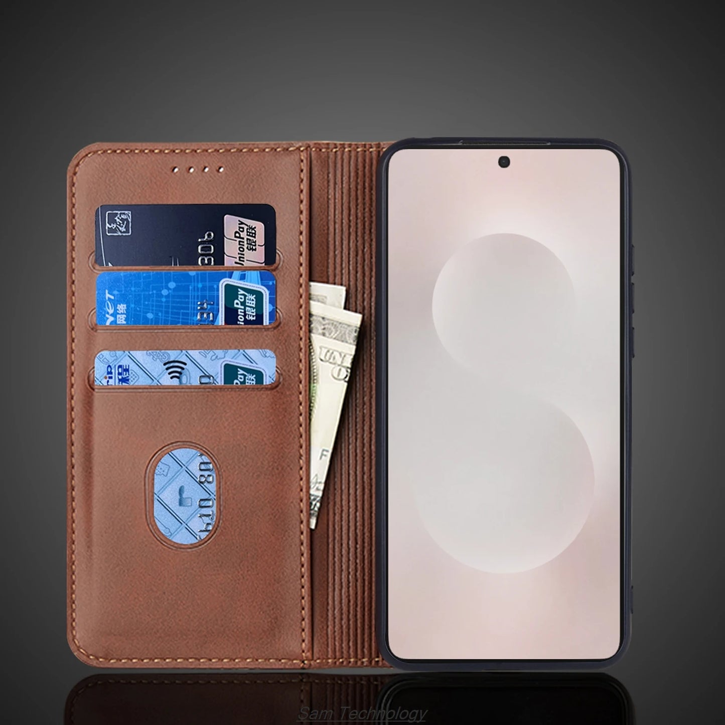 Magnetic attraction Leather Case for Samsung Galaxy S25 edge S25edge Holster Flip Cover Case Wallet Phone Bags Capa Fundas Coque