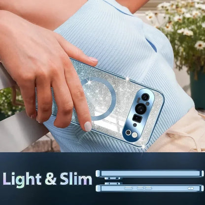 Luxury Electroplate Gradient Glitter Soft Phone Case for Google Pixel 9 Pro XL 8 8A Magnetic Charge Shockproof Protection Cover