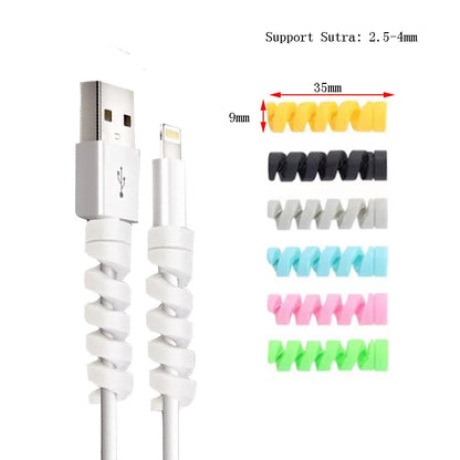 10PCS Cable Protector Cover Silicone Bobbin Winder for IPhone 13 Samsung S21 Xiaomi Poco Cable Charger Cable Cord Organizer Clip - covers4phones