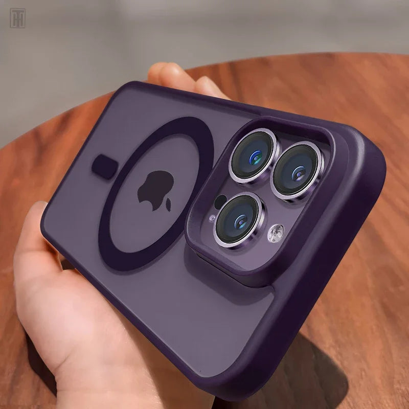 Luxury Dark Purple Transparent Magsafe Magnetic Case For iPhone 15 14 13 12 11 Pro Max Plus Antiskid Shockproof Protect Cover