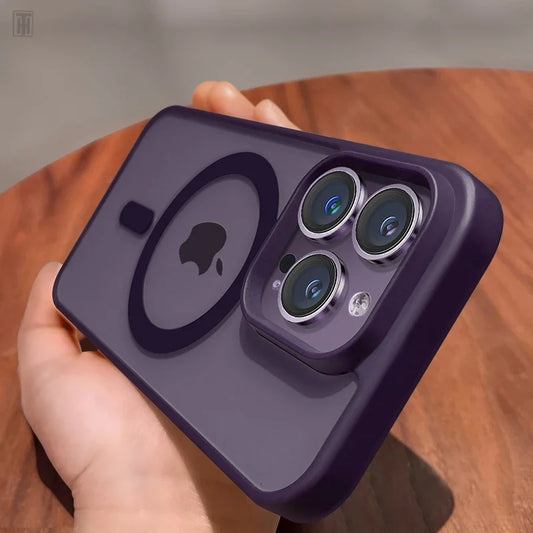 Luxury Dark Purple Transparent Magsafe Magnetic Case For iPhone 15 14 13 12 11 Pro Max Plus Antiskid Shockproof Protect Cover