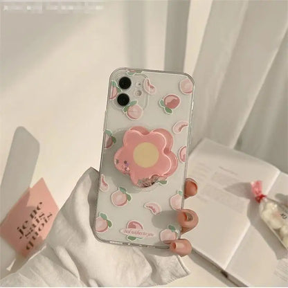 Daisy Flowers Grip Tok Holder Phone Case For Samsung Galaxy A55 A54 5G A34 A14 A15 A25 A24 S20 FE S21 S22 S23 Plus S24 S25 Ultra