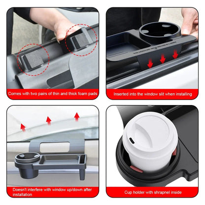 Multifunctional Car Organizer Box Side Door Window Storage Pocket Hanging Storage Rack with Cup HolderAuto Interior Accessories
