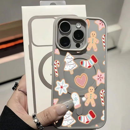 This Magnetic Case Compatible with iPhone 17 to 11 Pro Max/Plus Decorated with Gingerbread and Christmas Tree