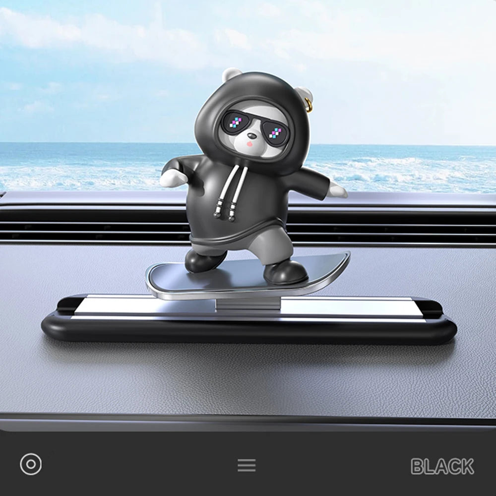 New Dashboard Car Decorations Skateboard Bear Magnetic Parking Number Plate Creative Car Cartoon Interior Interior Accessories