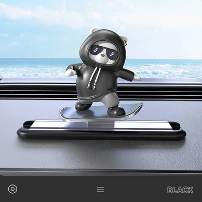 New Dashboard Car Decorations Skateboard Bear Magnetic Parking Number Plate Creative Car Cartoon Interior Interior Accessories