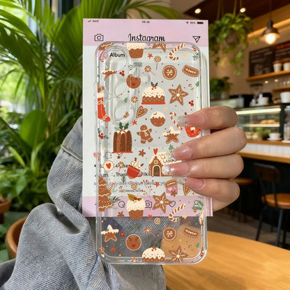 Cute Winter Snow Christmas Phone Case for Samsung Galaxy S25 Ultra S24 S23 S22 Plus S21 FE Transparent Soft Silcon Cover