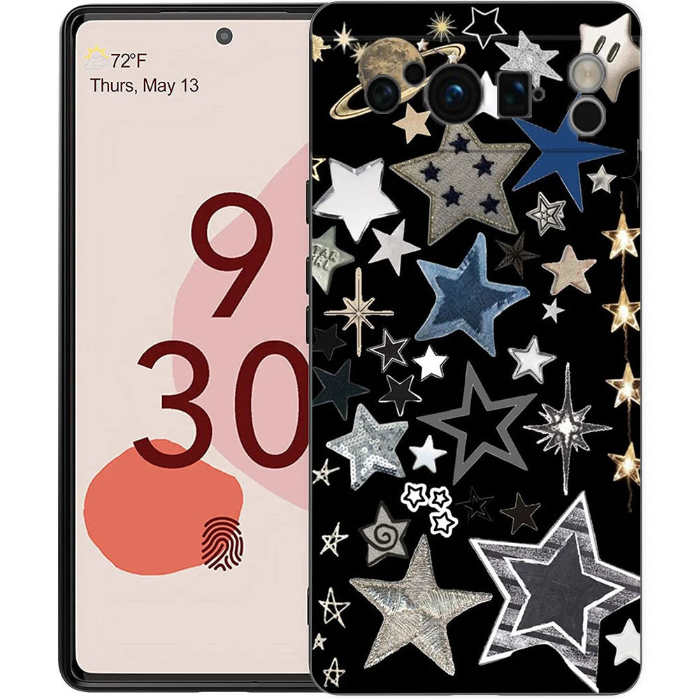 Star Art Phone Case For Google pixel 9 8 7 6 Pro 8A 6A 7A 5G Silicone Shockproof Black Cover Fundas