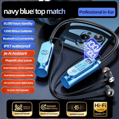 12000mAh 30000Hours Playback Wireless Bluetooth Earphones Magnetic Sports Running Headset Neckband Sport Earbuds Noise Reduction