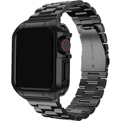 TPU Protector Case+Metal Strap For Apple Watch Ultra Band 49mm 45/44mm 41mm 40/38 Stainless steel Bracelet series 3 5 6 se 7 8 9