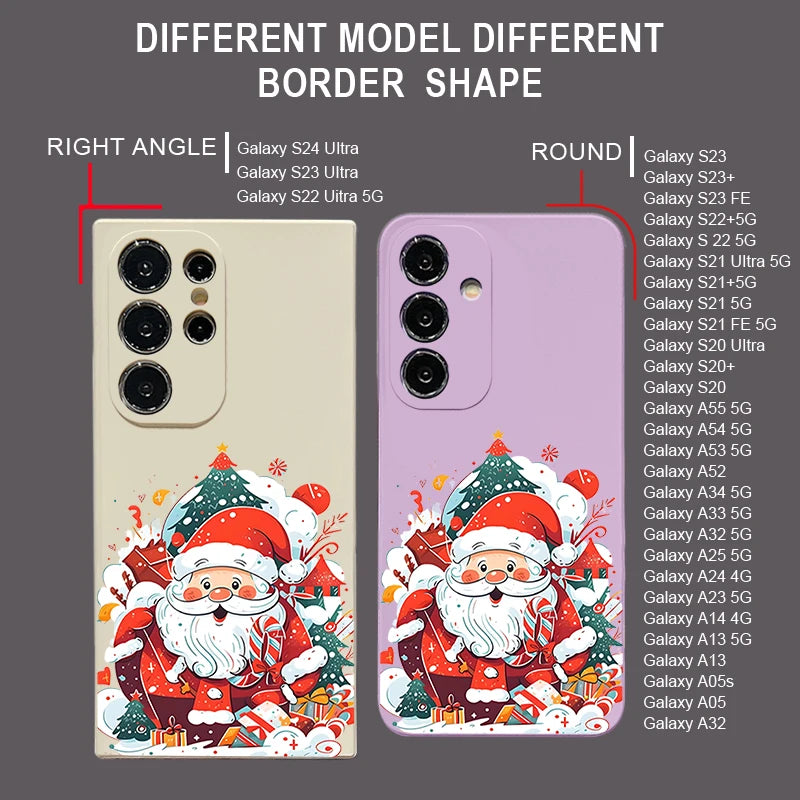 Santa Claus Pattern Christmas Case For Samsung Galaxy A56 A36 A16 A55 A35 A15 A54 A17 5G S21 FE S22 S23 S24 Plus S25 Ultra Capa