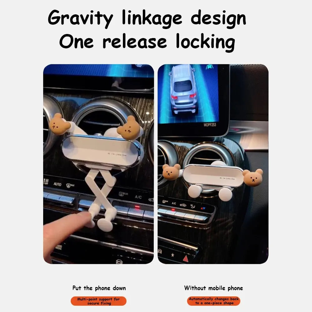 Cute Cartoon Car Mobile Phone Bracket Creative Rabbit Car Air Outlet Clip Mount Phone Navigation Fixed Support Bracket Holder