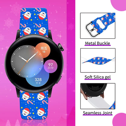20MM Christmas Series 4 Printed strap for Samsung Galaxy Watch 7/6 40mm 44mm Band Replaceable Bracelet for Xiaomi Huawei Watch