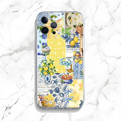 Ocean Wine Glass Lemon Phone Case for iPhone 16 15 14 13 12 11 Pro Max Mini X XS XR 7 8 Plus SE4 Shockproof Soft Cover Fundas