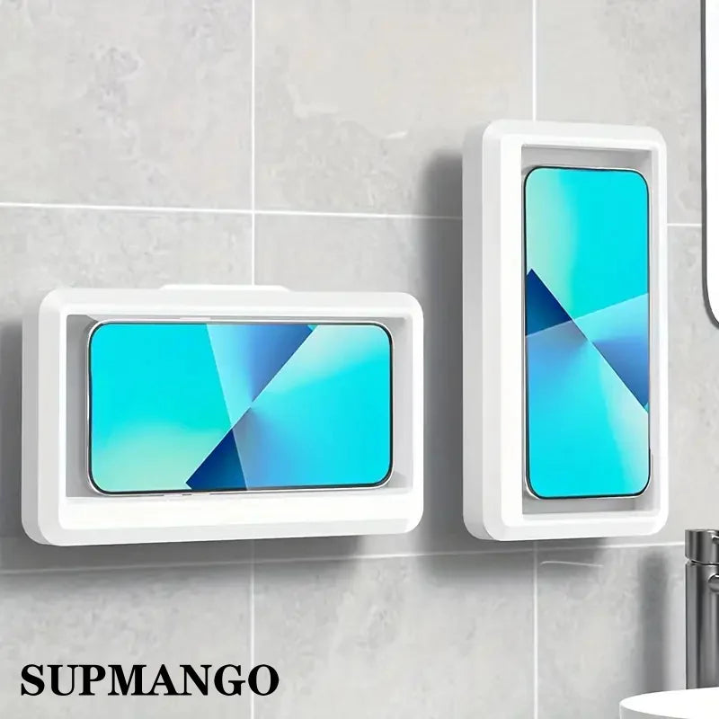 Waterproof Bathroom Wall-mounted Mobile Phone Box Protective Cover Touch Screen Mobile Phone Holder Kitchen Sealed Storage - covers4phones