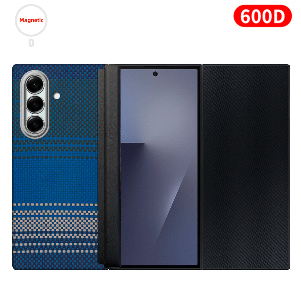 For samsung galaxy z trifold aramid case 600d kevlar carbon aramid fiber fabric thin hard cover magnetic balck Slim light premiu