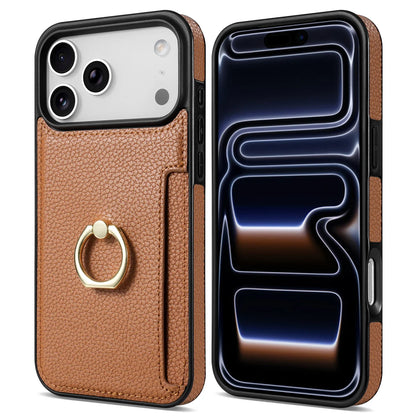 Leather Wallet Card Solt Phone Case for IPhone 11 12 13 14 15 Plus 16 17 Pro Max 17 Air 16E Ring Holder Protective Cover