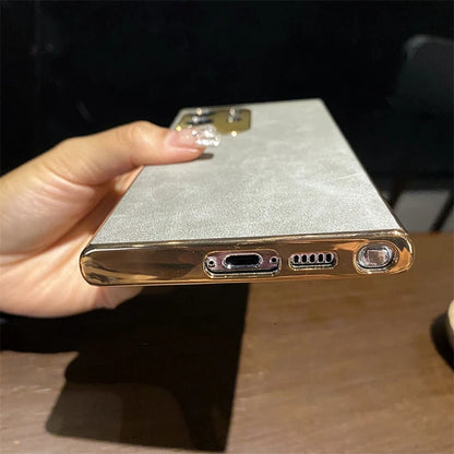 S24 Ultra Personalized Custom Name PU Leather Texture Phone Case For Samsung Galaxy S23 S22 Ultra S24 Plus Plating Back Cover - covers4phones