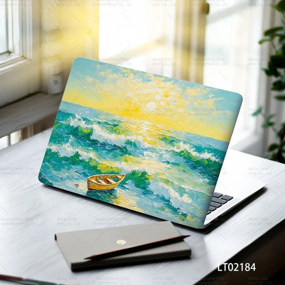 2PCS Christmas Flower Laptop Skin Stickers - Festive Holiday Floral Oil Painting Design, Waterproof PVC Decal Computer Decor