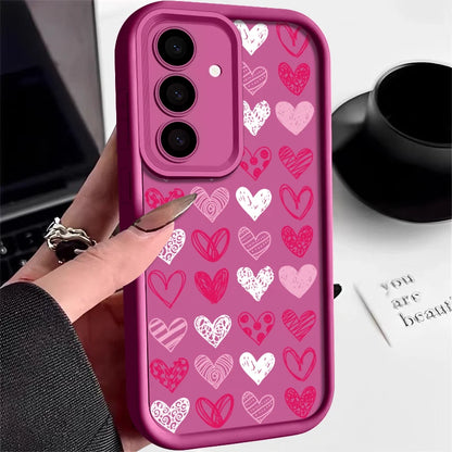 Love Heart Pattern Soft Case For Samsung Galaxy S25 Edge S24 S25 FE S23 S22 Ultra A17 A56 A16 A54 A35 A15 A55 A26 5G Phone Cover