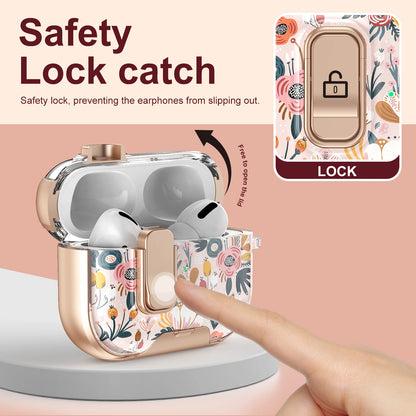 Lovely Floral Flower Transparent Case For AirPods 4 TPU Cover Anti-fall Headphone Coque For AirPods Pro 2 3 Pro2 Pro3 With Hook