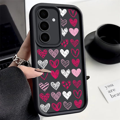 Love Heart Pattern Soft Case For Samsung Galaxy S25 Edge S24 S25 FE S23 S22 Ultra A17 A56 A16 A54 A35 A15 A55 A26 5G Phone Cover