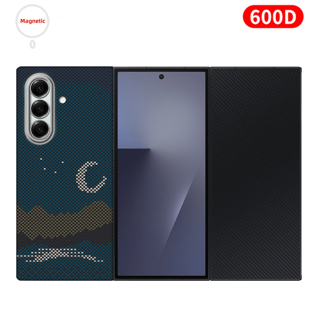 For samsung galaxy z trifold aramid case 600d kevlar carbon aramid fiber fabric thin hard cover magnetic balck Slim light premiu