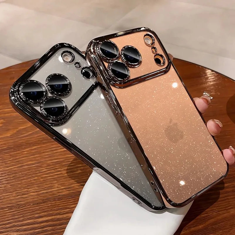 For iPhone 17 Air 17 Pro Max Luxury Case New Camera Protector Glitter Bling Clear PC Cover for iPhone 13 12 11 14 15 16 Pro Max