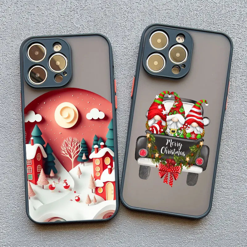 Merry Christmas Tree Santa Claus Phone Case For iPhone 16 15 14 13 12 11 Pro Max Mini X XS XR SE 7 Plus Shockproof Cover Fundas