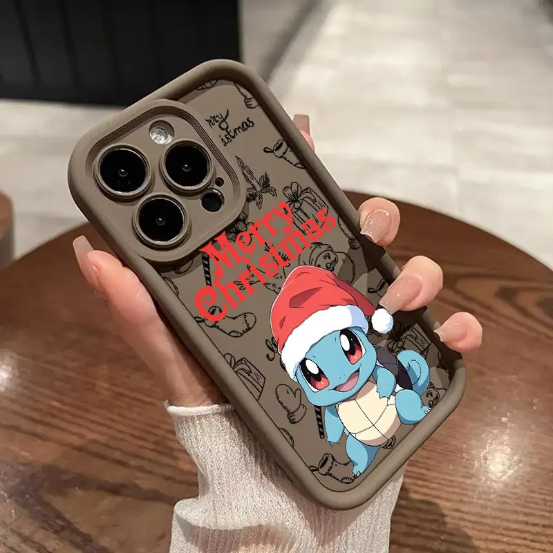 Christmas Eevee Charmander Squirtle Soft Silicone Case For iPhone 17 11 15 16 13 Pro Max 14 Plus 12 16 Pro 16E 17AIR Phone Cover