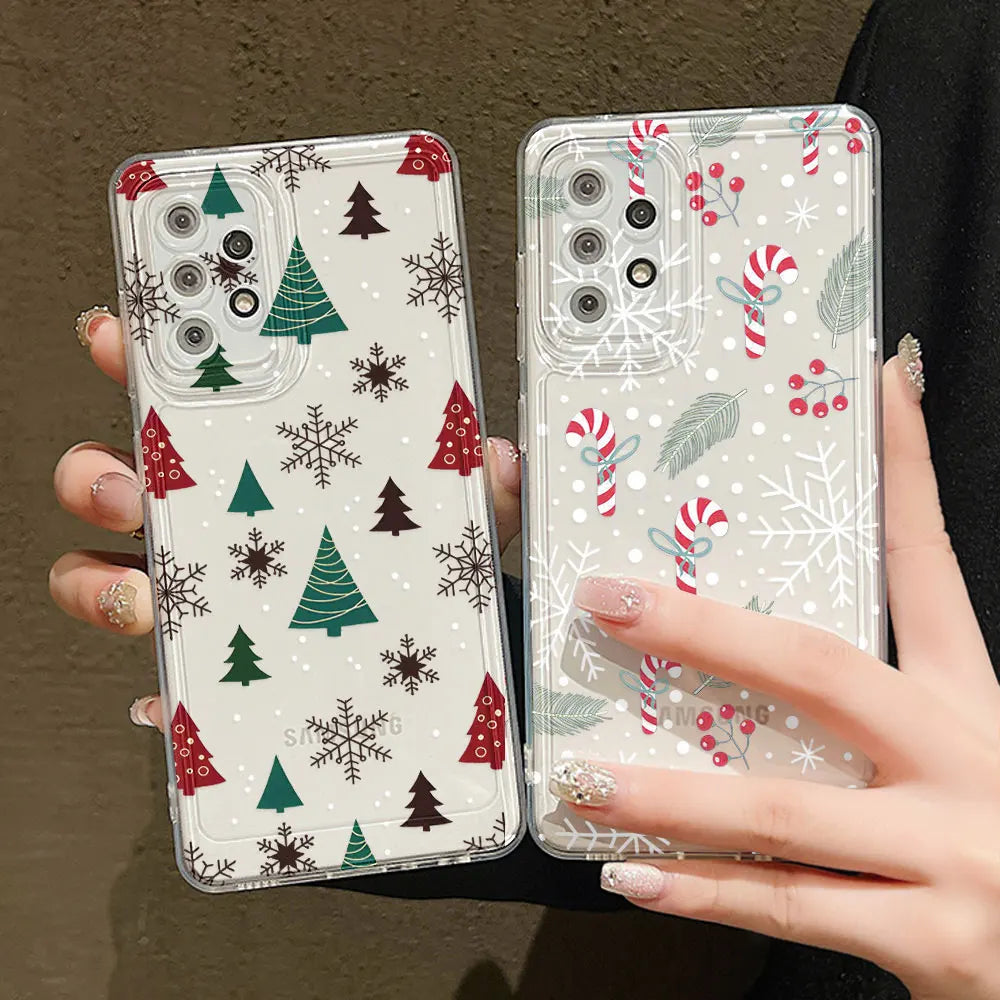 Merry Christmas Phone Case For Samsung A55 5G S24 Ultra A54 A53 A35 A15 A16 S23 FE S22 S21 S20 FE Soft TPU Carcasa Funda Cover