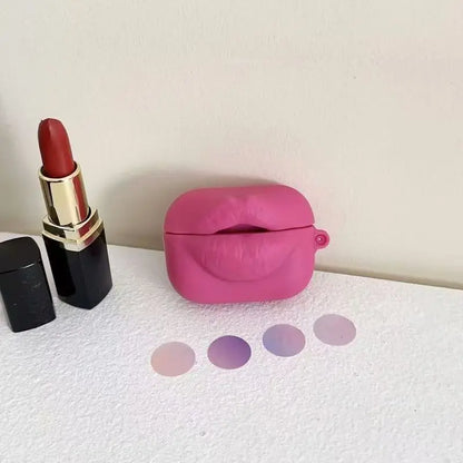 Creative 3D Lipstick Pattern Wireless Bluetooth Earphone Case Compatible With Apple AirPods Pro 1 2 3 4 Generations Prank Gift