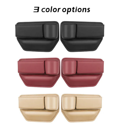 Leather Car Seat Gap Organizer Multifunction Console Crevice Filler Side Storage Box with Cup Holder Car Interior Storage Pocket