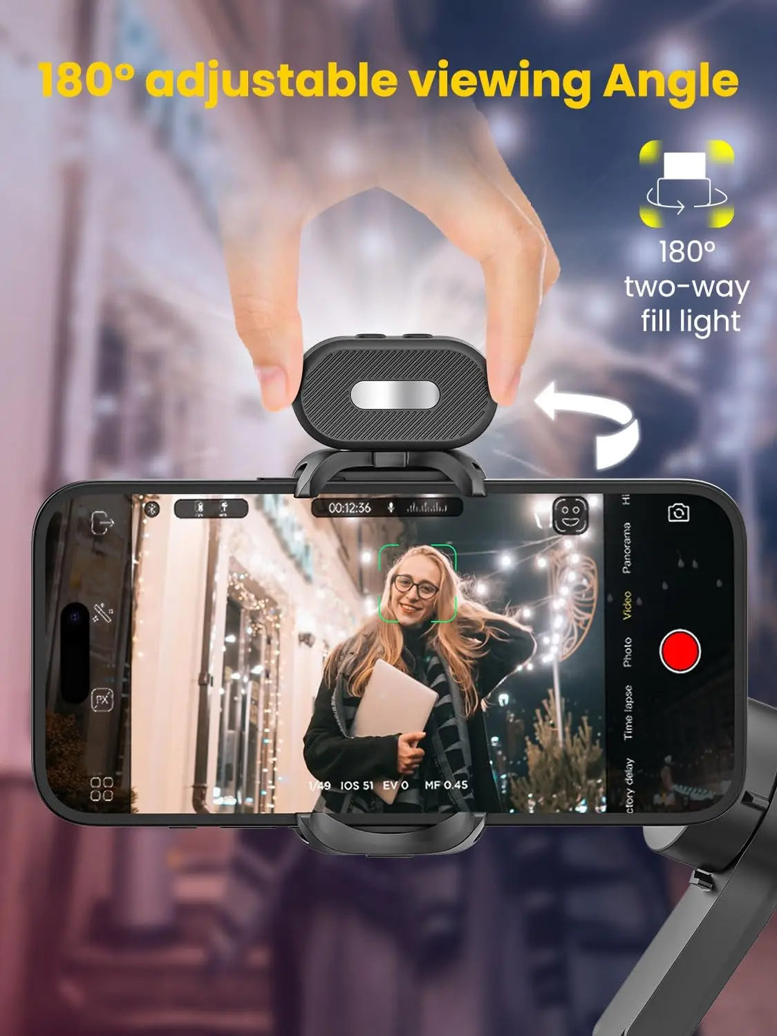 AOCHUAN Mini RGB Magnetic Fill Light 3-stop Brightness 7 Color Adjustment Gimbal LED Video Photography Light for Phone Selfie