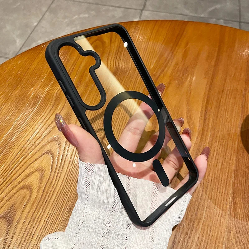 HD Clear for Magsafe Magnetic Case for Samsung Galaxy S26 Pro S25 Edge S24 S23 S22 Plus Ultra Wireless Charging Shockproof Cover