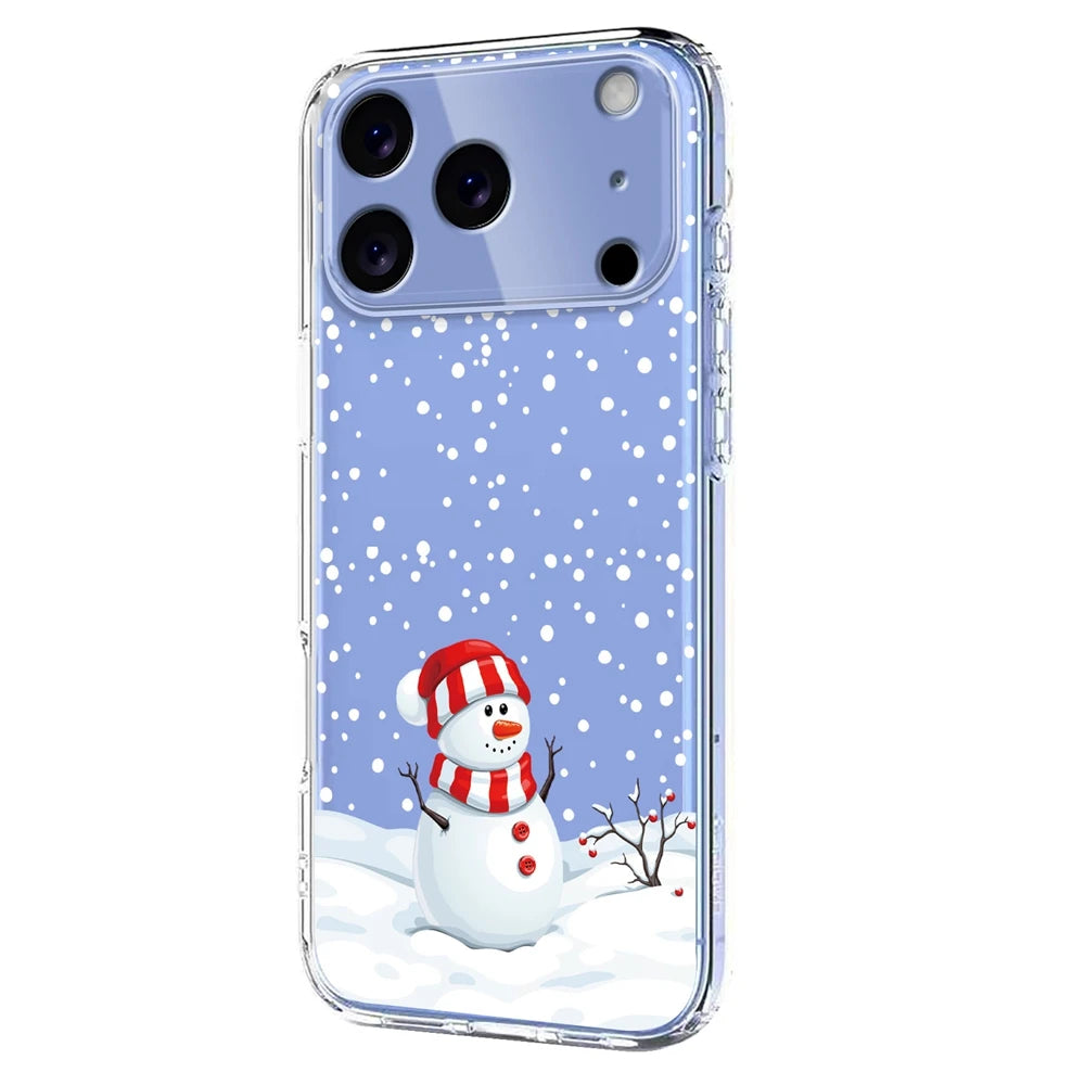 Transparent Phone Case For Google Pixel 10 9 9A Pro XL Pixel 10Pro 9Pro XL Silicone Protective Cover Back-Christmas Tree Snowman