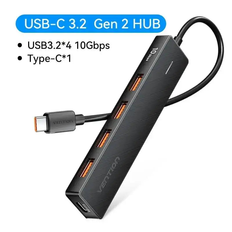 Vention Usb Hub 4 Port ABS Hub USB 3.2 10Gbps for Laptop Multi Splitter Adapter For Xiaomi Macbook PC Computer Accessories