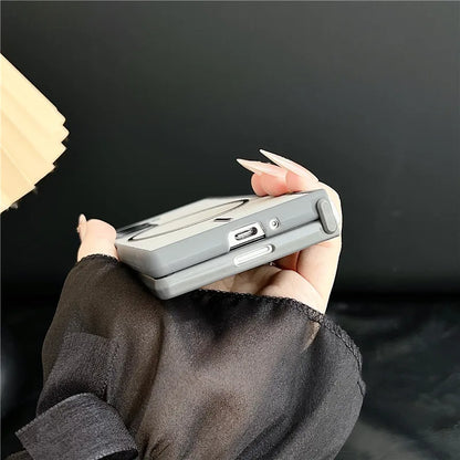 Business Leather Gold Magnetic Coil Phone Case For Samsung Galaxy Z Fold 7 Z Fold6 Fold 5 4 3 Luxury Full Protective Thin Cover