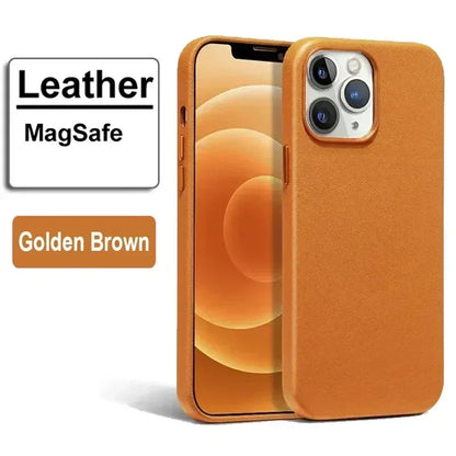 Luxury MagSafe Case for Apple iPhone 16 Pro Max 13 12 14 15 Plus PU Leather Official Style MacSafe Magnetic i Phone Cover Etui